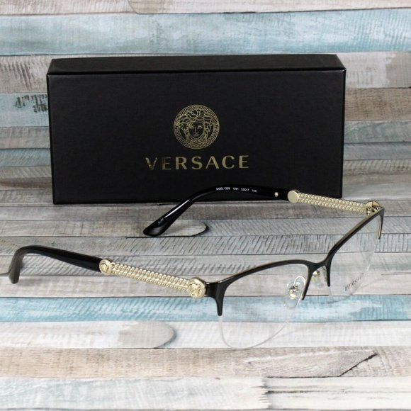 Versace Black and Gold 53mm Womens Eyeglasses